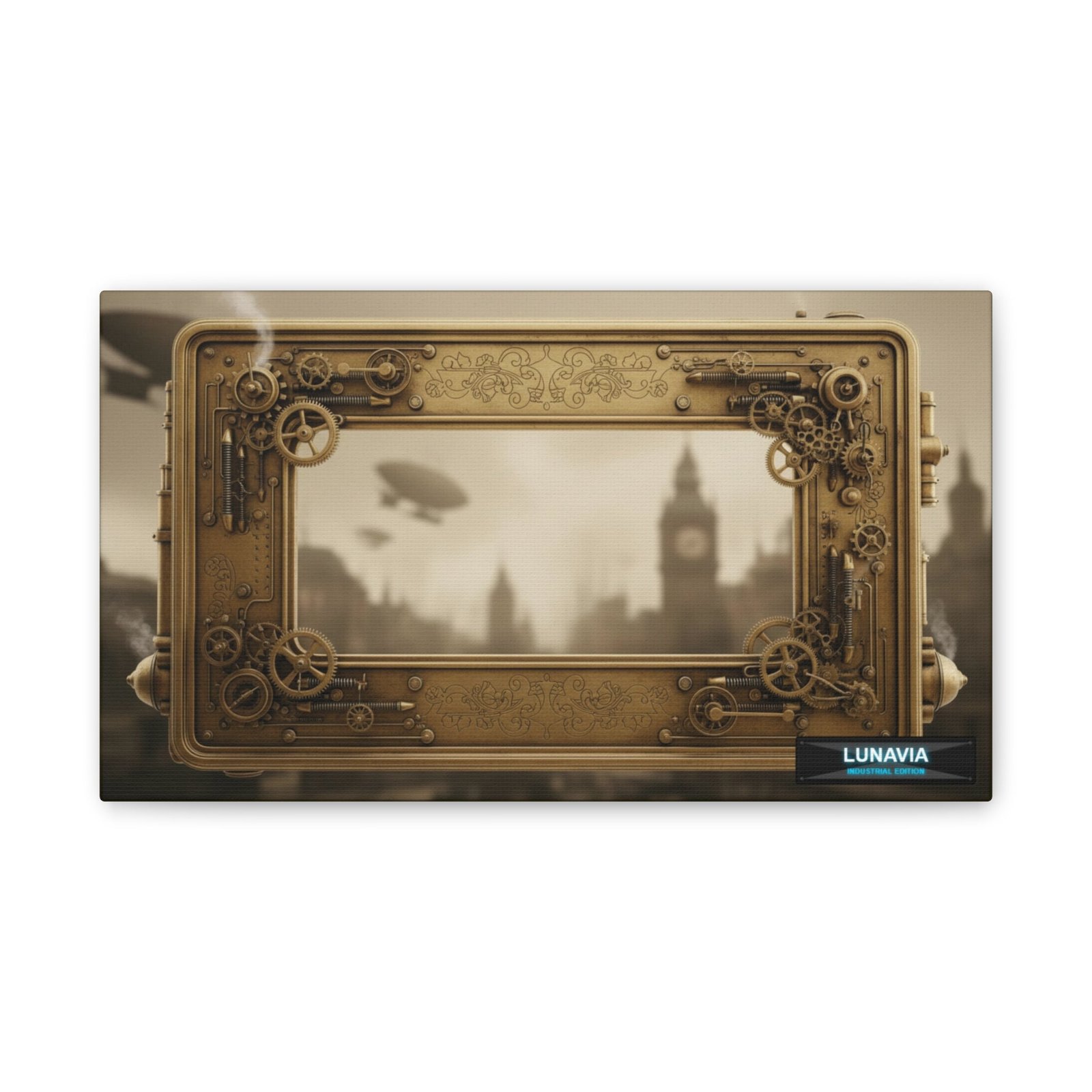 Lunavia: Steampunk London Airship over Big Ben Canvas Art